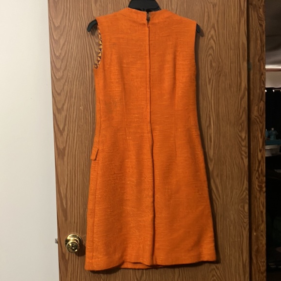 Vintage Jonathan Logan Orange Woven Cotton 1960s Sleeveless Dress Size 13 - Picture 2 of 12